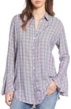 Women's Treasure & Bond Plaid Drapey Shirt, Size - Blue