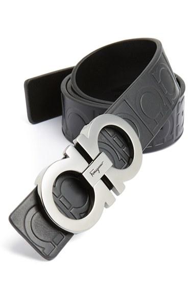 Men's Salvatore Ferragamo Calfskin Leather Belt - Nero