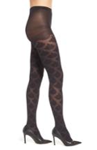 Women's Hue Large Rose Control Top Tights - Black