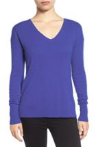 Women's Halogen V-neck Cashmere Sweater, Size - Purple