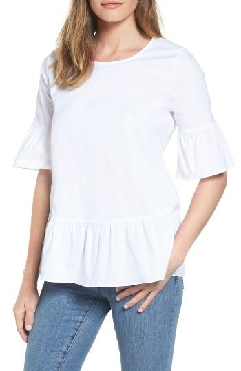 Women's Pleione Back Button Ruffle Top - White