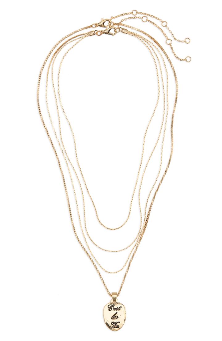 Women's Bp. Set Of 2 Verbiage Pendant Necklace