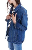 Women's Madewell The Oversized Jean Jacket: Embroidered Edition, Size - Blue