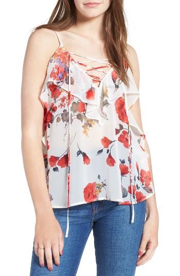 Women's Soprano Lace-up Ruffle Tank - Ivory