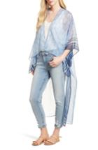 Women's Bcbg Woodblock Paisley High/low Poncho, Size - Blue