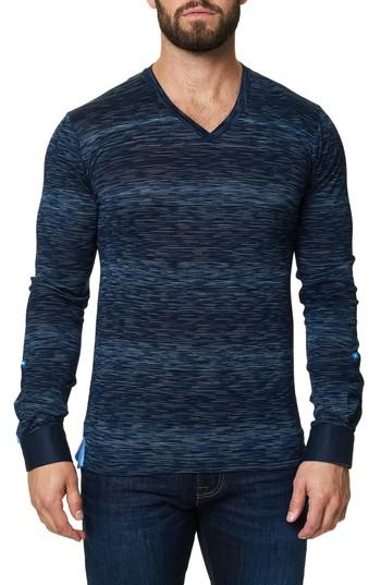Men's Maceoo Stripe Long Sleeve V-neck (m) - Blue