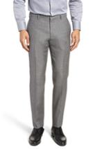 Men's Boss Genesis Flat Front Solid Wool Trousers R - Grey