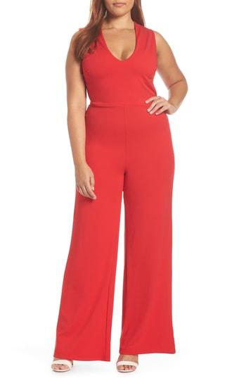 Women's Soprano Cross Back Jumpsuit, Size - Red