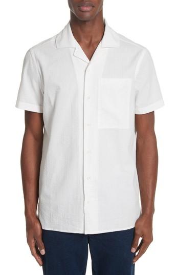 Men's Eidos Napoli Seersucker Camp Shirt - White