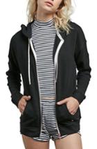 Women's Volcom Lil Zip Front Fleece Hoodie - Black