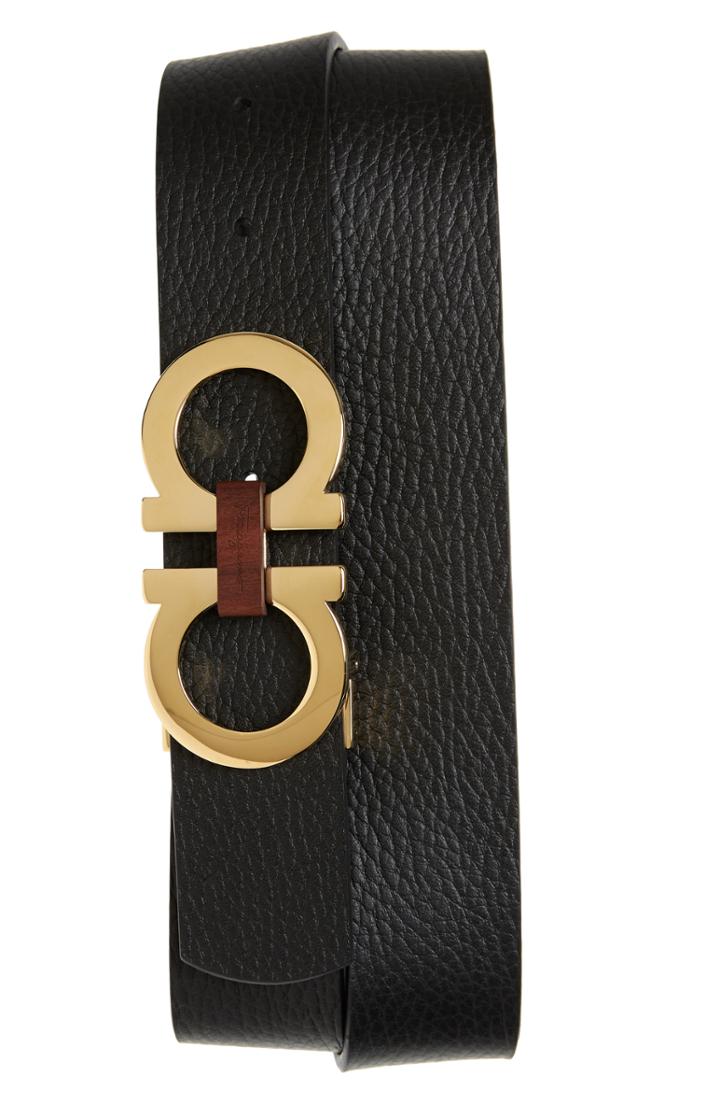 Men's Salvatore Ferragamo Reversible Gancini Buckle Leather Belt
