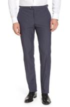 Men's H Flat Front Stretch Solid Cotton Blend Trousers R - Blue