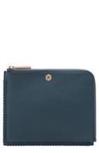 Dagne Dover Large Elle Whipstitch Leather Clutch - Grey