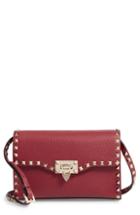 Valentino Garavani Medium Rockstud Leather Crossbody Bag - Burgundy