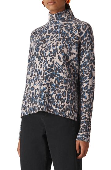 Women's Whistles Jungle Cat Print Sweater - Blue