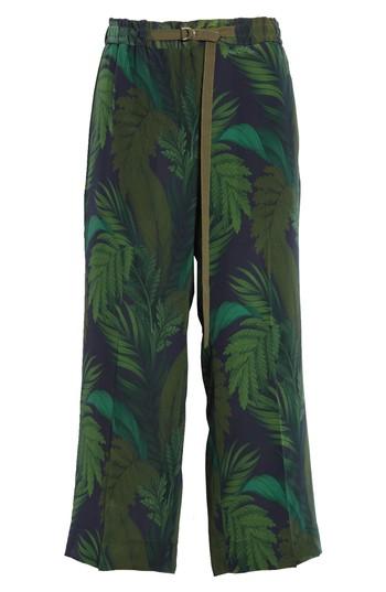 Women's Moncler Palm Print Crop Silk Pants Us / 38 It - Green