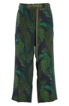 Women's Moncler Palm Print Crop Silk Pants Us / 38 It - Green