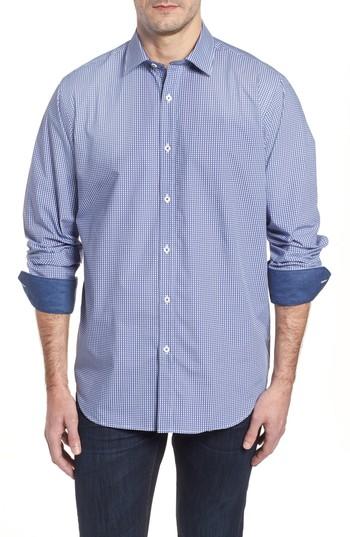 Men's Bugatchi Classic Fit Microdot Sport Shirt - Blue