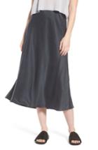 Women's Eileen Fisher Bias Cut Silk Skirt, Size - Grey