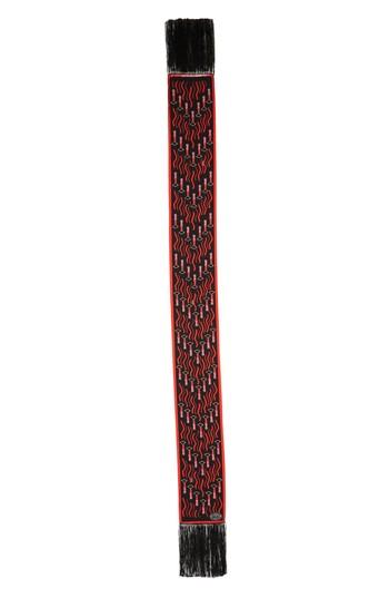 Valentino Garavani Lipstick Waves Skinny Silk Scarf, Size - Black