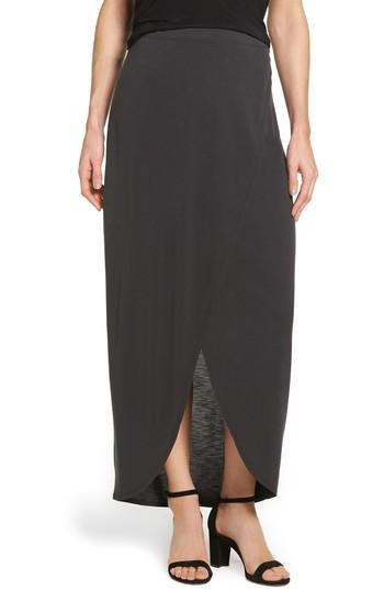 Petite Women's Nic+zoe Boardwalk Knit Wrap Maxi Skirt P - Black