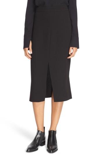 Women's Tibi Double Slit Crepe Skirt - Black
