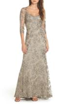 Women's Tadashi Shoji Corded Embroidered Lace Gown - Grey