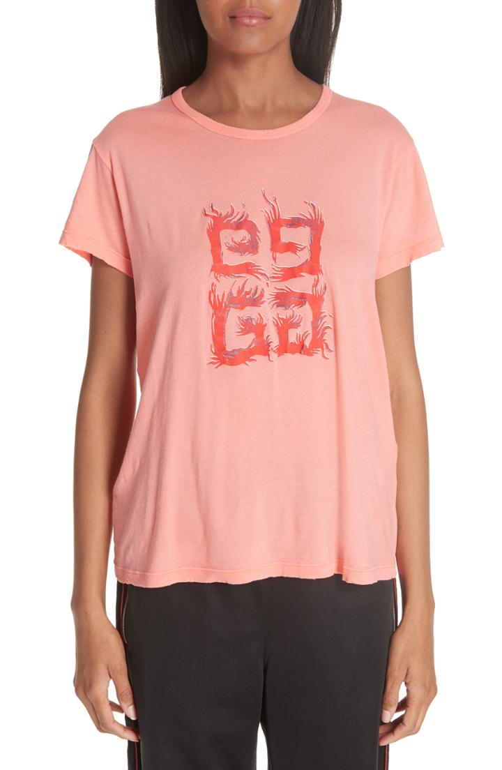 Women's Givenchy Flame Logo Tee - Coral