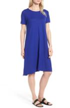 Women's Eileen Fisher Asymmetrical Hemp Blend Shift Dress, Size - Blue