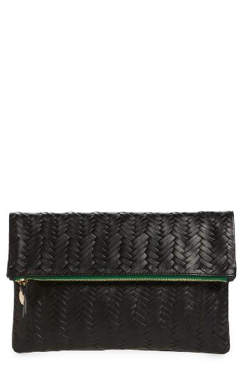 Clare V. Woven Leather Clutch - Black