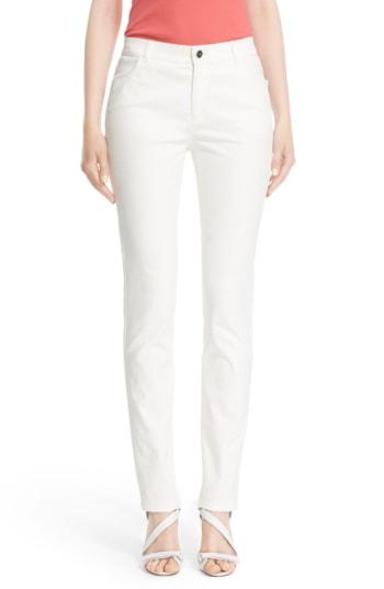 Women's Lafayette 148 New York Waxed Denim Slim Leg Jeans (similar To 14w) - White