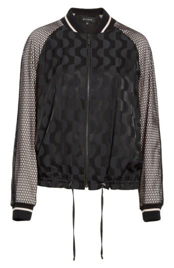 Women's St. John Collection Charmeuse Bomber Jacket, Size - Black