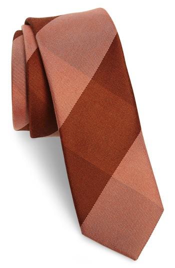 Men's The Tie Bar West Bison Plaid Wool & Silk Skinny Tie, Size - Orange