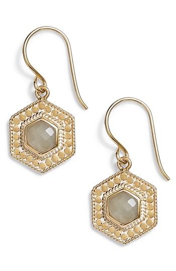 Women's Anna Beck Grey Moonstone Hexagon Drop Earrings
