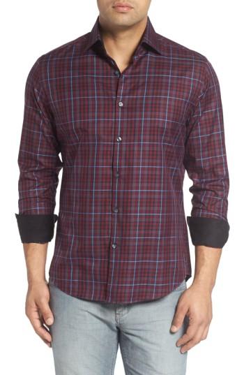 Men's Stone Rose Plaid Sport Shirt (l) - Red