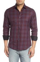 Men's Stone Rose Plaid Sport Shirt (l) - Red