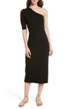 Women's Rebecca Minkoff Shoshone One-shoulder Midi Dress, Size - Black