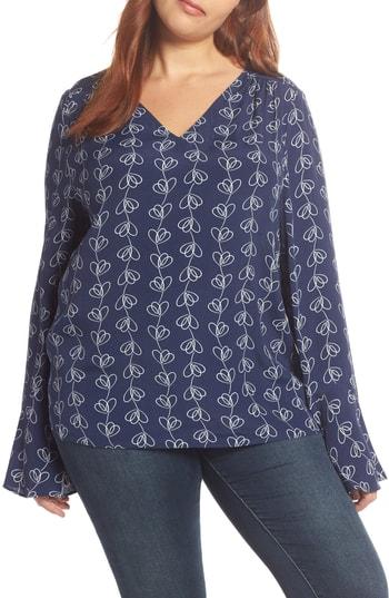 Women's Boden Frill Sleeve Print Top
