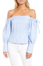 Women's Chelsea28 Off The Shoulder Oxford Top, Size - Blue