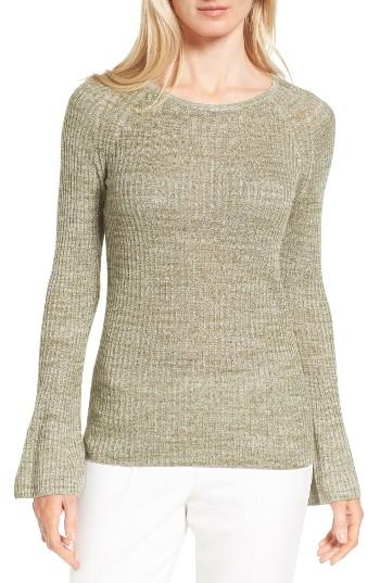 Women's Nordstrom Collection Bell Sleeve Linen Blend Sweater