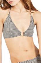 Women's Topshop Metallic Stripe Bikini Top Us (fits Like 0) - Grey