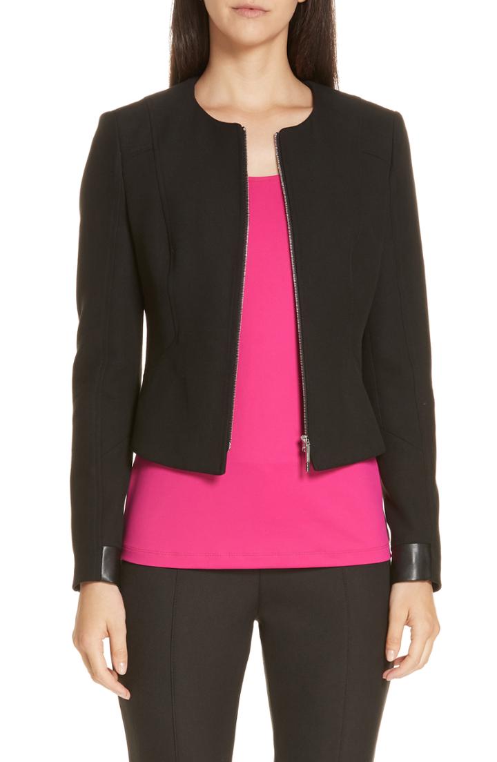 Petite Women's Boss Jaleta Soft Twill Jacket P - Black
