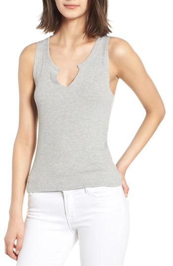 Women's Pst By Project Social T Rib Knit Split Neck Tank - Grey