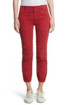 Women's Nili Lotan Stretch Cotton Twill Crop Military Pants - Red