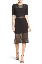 Women's French Connection 'floral Cage' Mixed Media Sheath Dress - Black