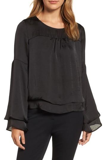Women's Halogen Bell Sleeve Hammered Satin Blouse