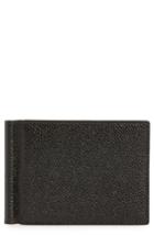 Men's Thom Browne Pebble Grained Leather Card Case With Money Clip - Black
