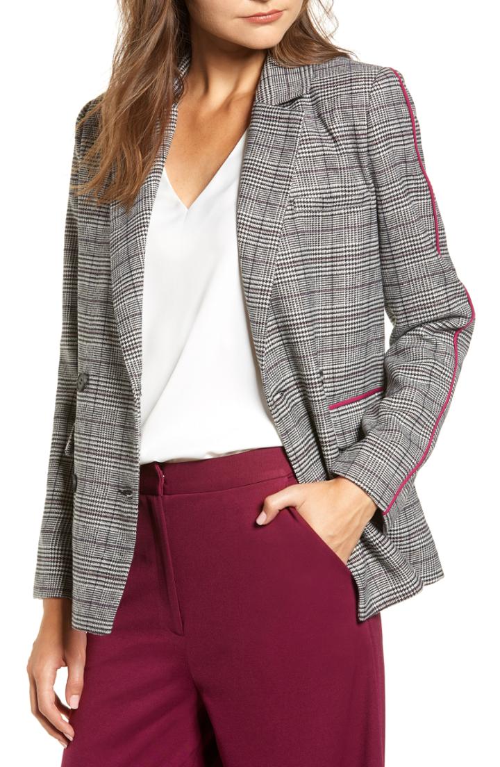 Women's Chriselle Lim Bianca Piped Houndstooth Blazer