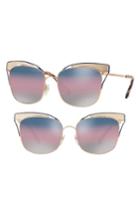 Women's Valentino 55mm Peaked Square Metal Sunglasses - Silver Mirror Gradient