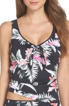 Women's Tommy Bahama Ginger Flowers Scoop Neck Tankini Top - Black